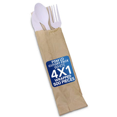 PSM LD White Cutlery Pack 4x1 | Wrapped & Eco-Friendly
