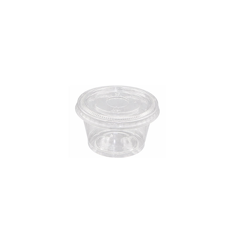 R-PET SAUCE CUP 2OZ 3.25OZ  WITH FLAT LID 3.25DIA