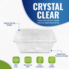 CLEAR MICROWAVE CONTAINER RECTANGULAR 1000ML WITH LID