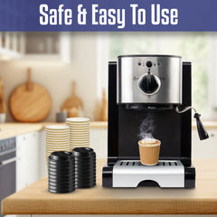 Kraft Ripple Coffee Cup With Lid 10 Pieces