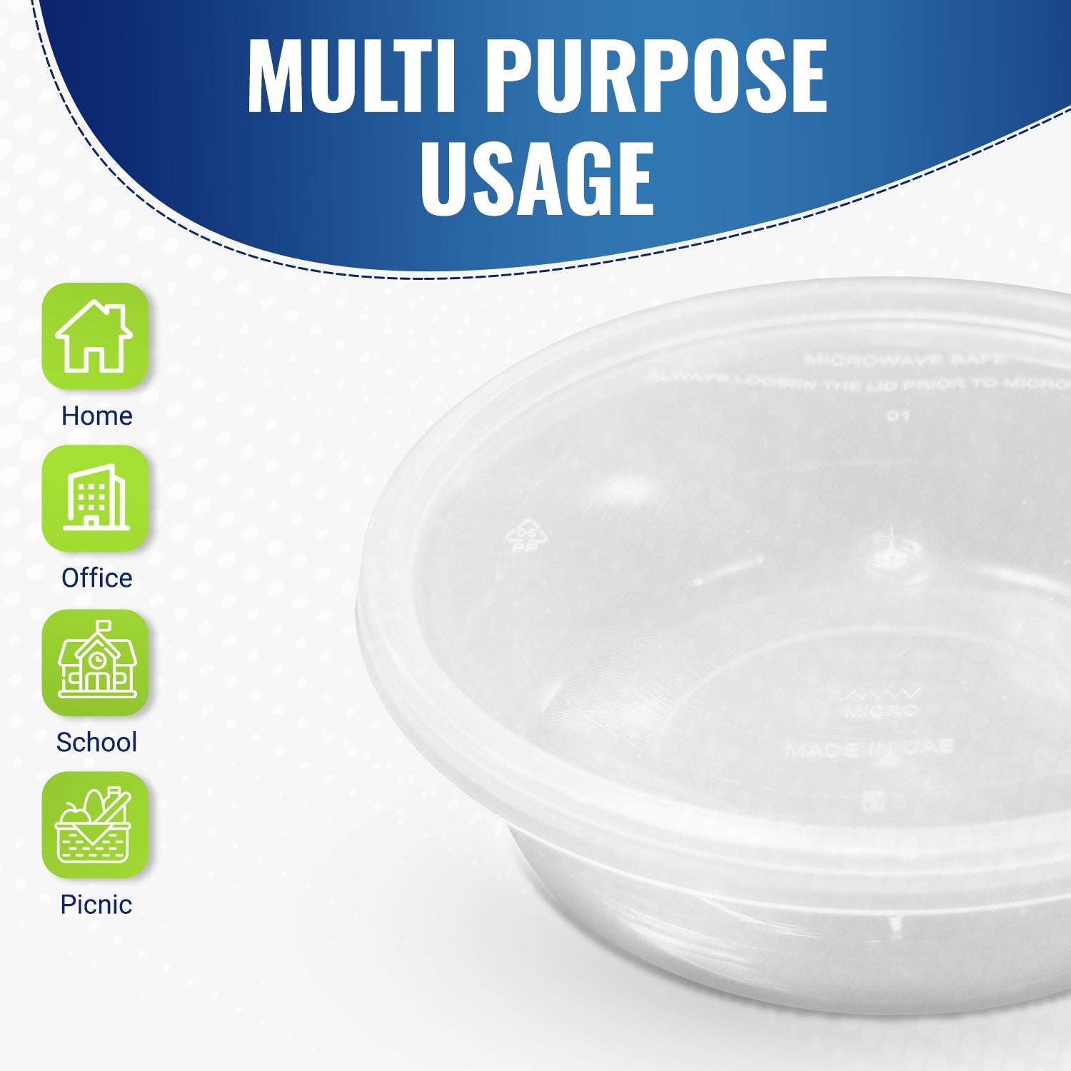 Clear Round Microwave Container 225CC With Lid