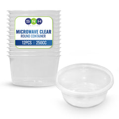 Clear Round Microwave Container 250CC With Lid