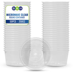 Clear Round Microwave Container 250CC With Lid