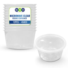 Clear Round Microwave Container 450CC With Lid