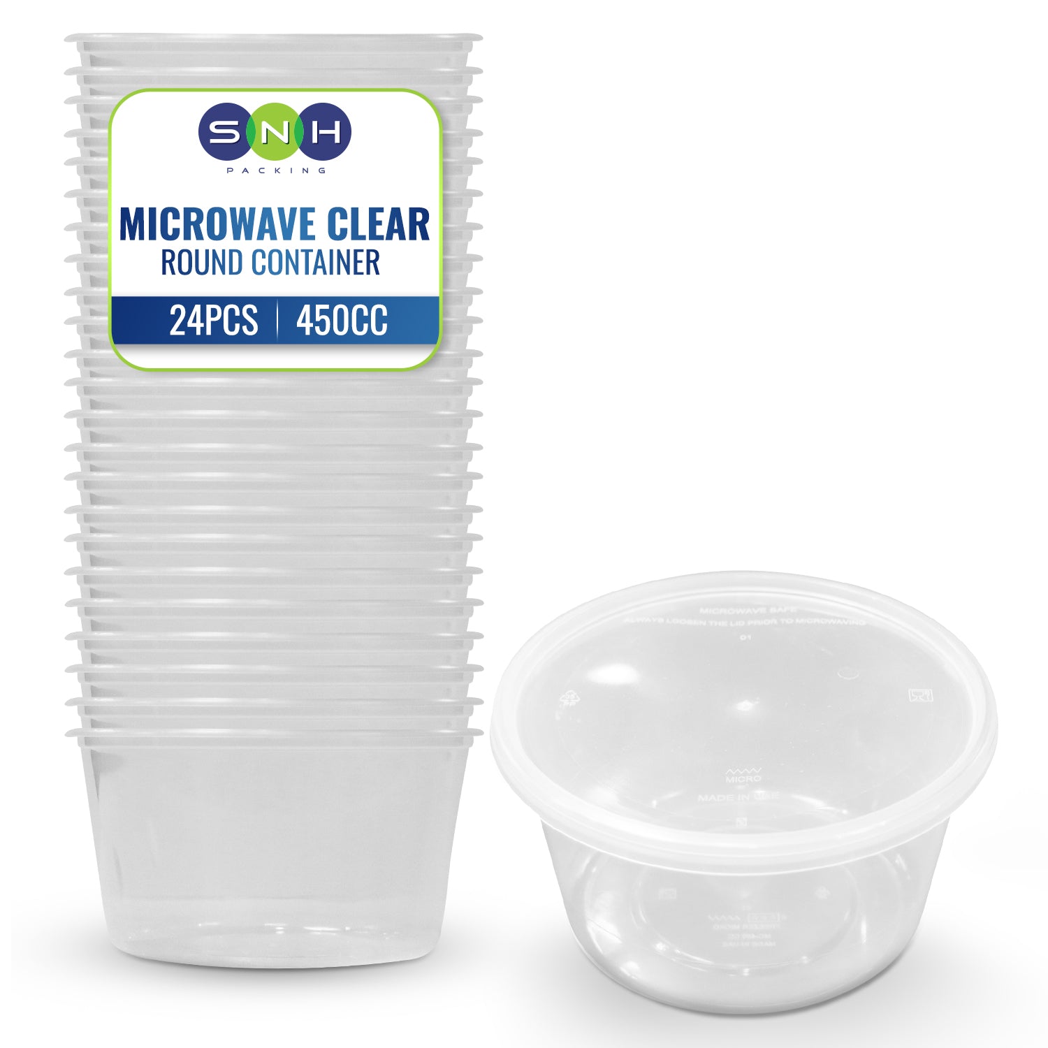 Clear Round Microwave Container 450CC With Lid