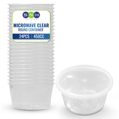 Clear Round Microwave Container 450CC With Lid