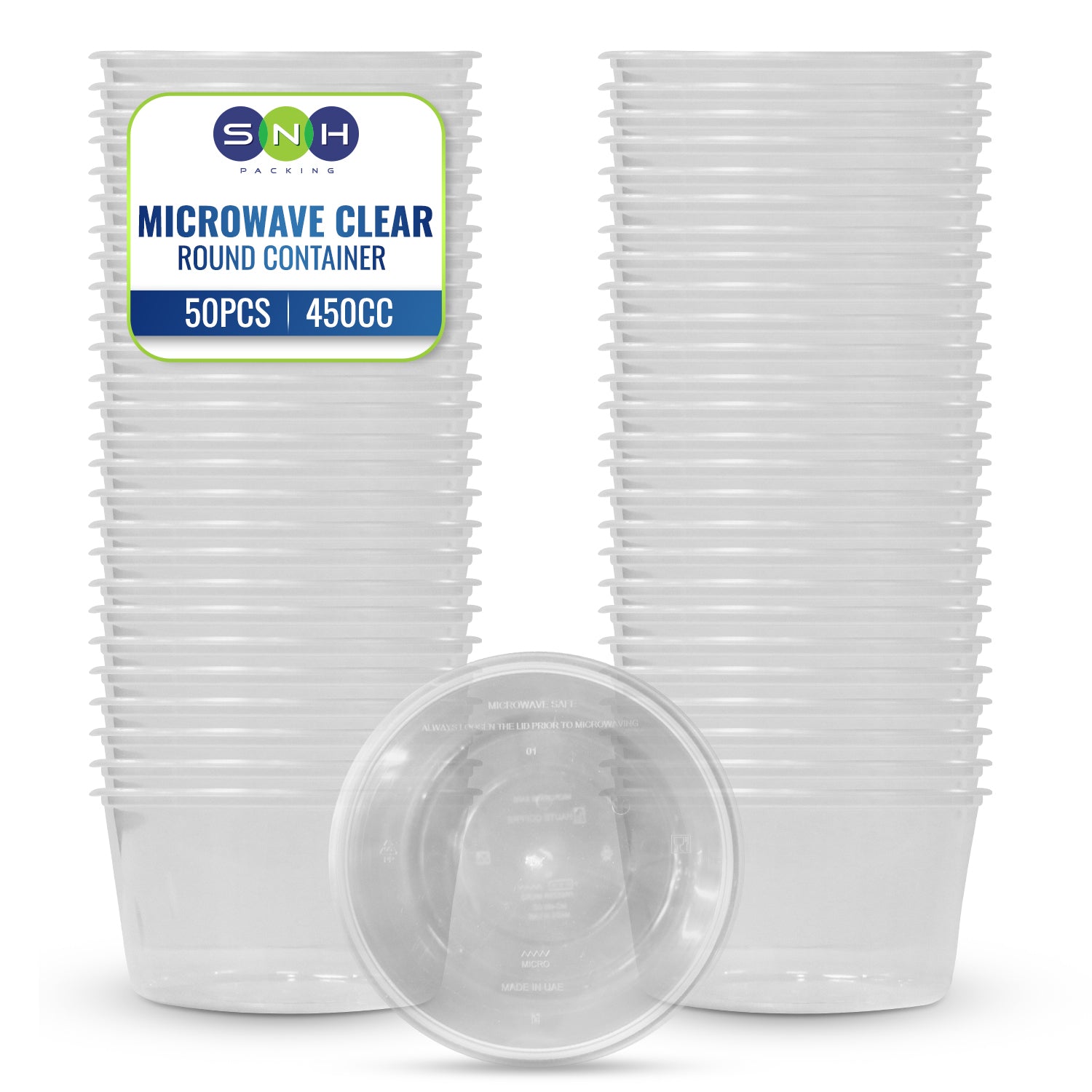 Clear Round Microwave Container 450CC With Lid