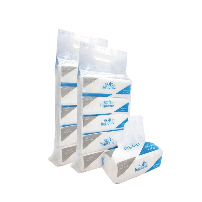 Soft N Hygienic Facial Tissue Nylon Pack – 200 Sheets | Available in 5 Boxes x 1 or 10 Boxes x 1