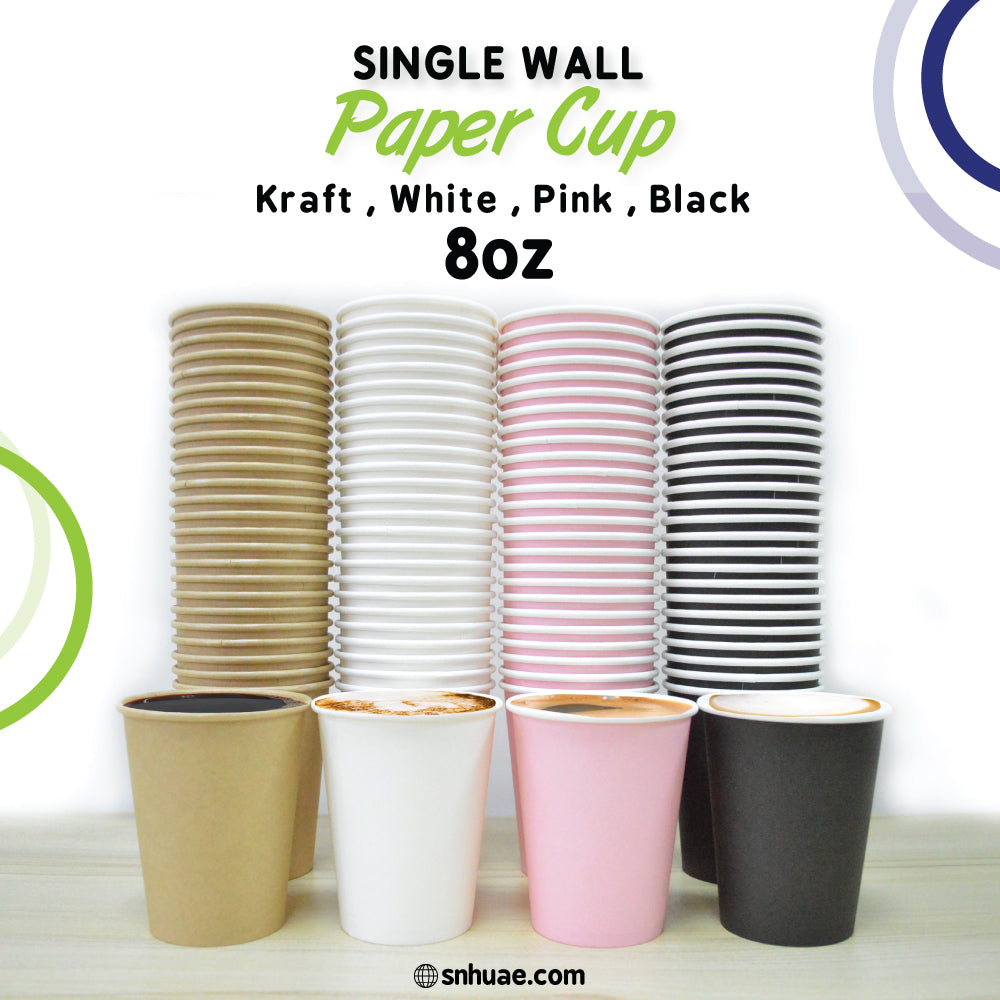 Single Wall Paper Cup Black 8oz Without Lid