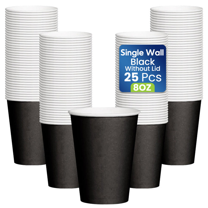 Black Single Wall Paper Cup  Disposable Beverage Cups