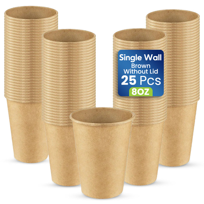 Brown Single Wall Paper Cups 4 OZ to 16 OZ Beverage Cups
