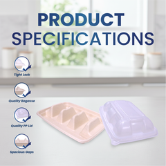 Bagasse Tacos Tray with PP Lid – Eco-Friendly Food Packaging
