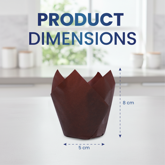 Brown Tulip Muffin Cups | Bakery & Disposable Packaging | 100 PCS