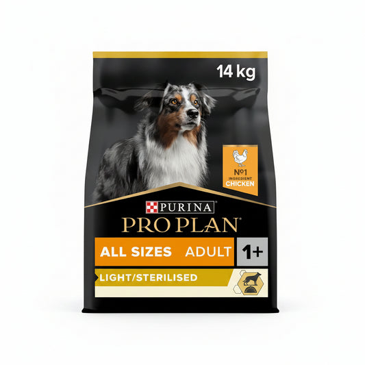 Purina Pro Plan Light Sterilised All Sizes Adult, Dry Dog food with Chicken, 14 kg
