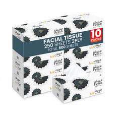 مناديل الوجه الطازجة 500 منديل مكون من طبقتين، 5 قطع