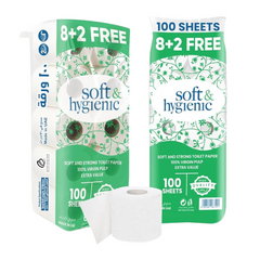 Soft N Hygienic Toilet Roll Tissue – 100 Sheets (10 Rolls x 1 Pkt) | Compact Tissue Pack for Household & Travel Use