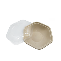 Bagasse Hexagon Containers with PET Lids – 750ml & 1000ml | 300PCS | Eco Takeaway Boxes