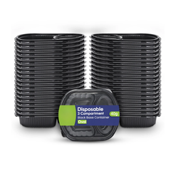 Black Microwave Food Containers with Lids – 1 to 6 Compartments | Bulk Pack