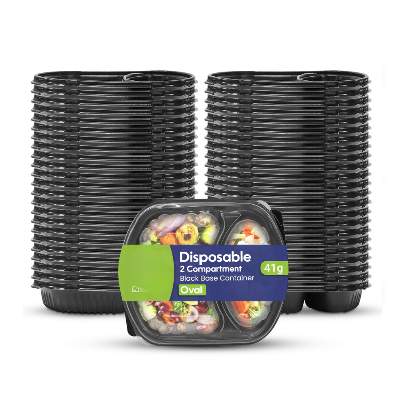 Black Microwave Food Containers with Lids – 1 to 6 Compartments | Bulk Pack