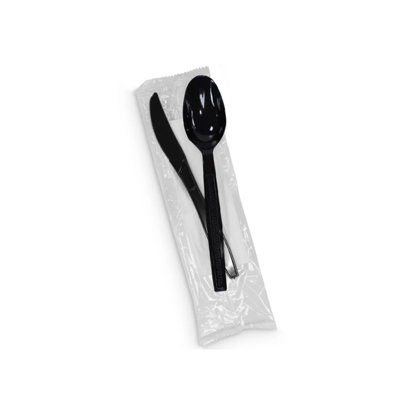 Black Cutlery Pack – Spoon & Knife | Disposable Tableware