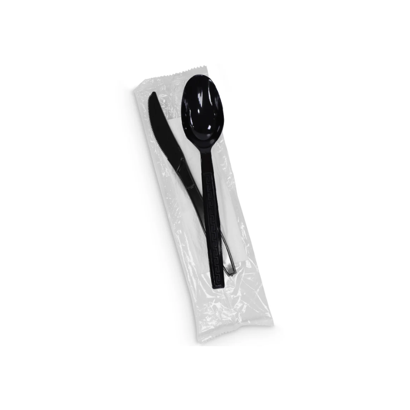 Black Cutlery Pack – Spoon & Knife | Disposable Tableware