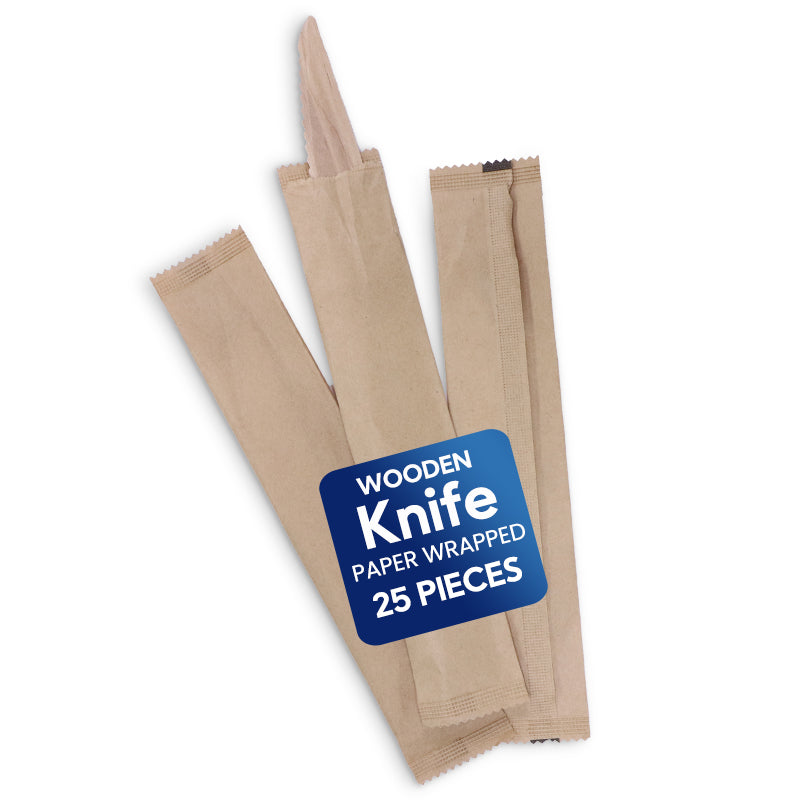 Wooden Cutlery – Spoon, Fork & Knife Paper Wrapped