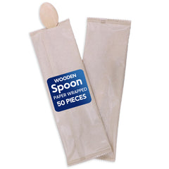 Wooden Cutlery – Spoon, Fork & Knife Paper Wrapped
