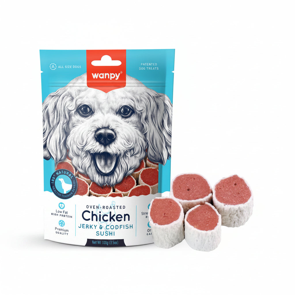 Wanpy Chicken Jerky & Codfish Sushi 100g
