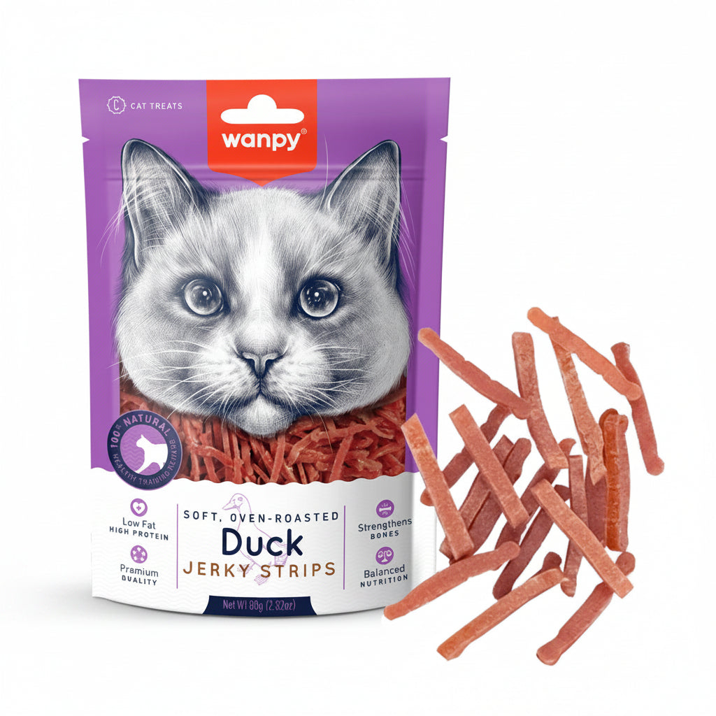 Wanpy Soft Duck Jerky Strips for Cats 80g