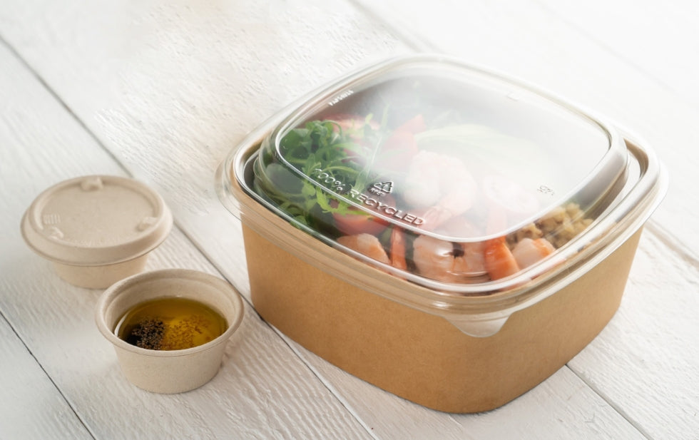 Square Brown Salad Bowl with Lid