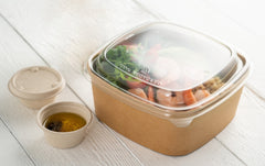 Square Brown Salad Bowl with Lid