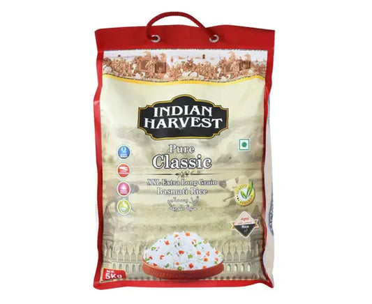 Indian Harvest Pure Classic Extra Long Grain Basmati Rice - 5Kg