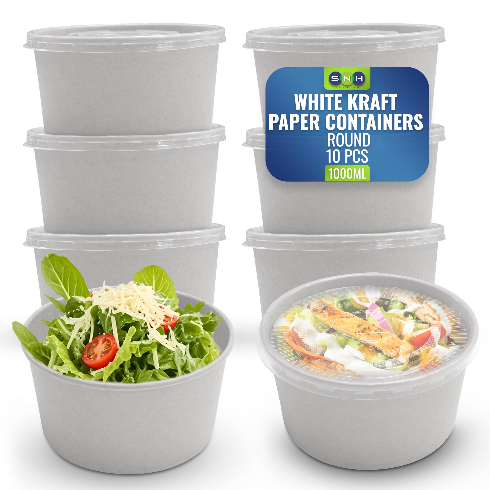 White Salad Bowls with Lid