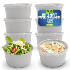 Round White Salad Bowls with & without Lids | 1x300 PCS | Leak-Proof