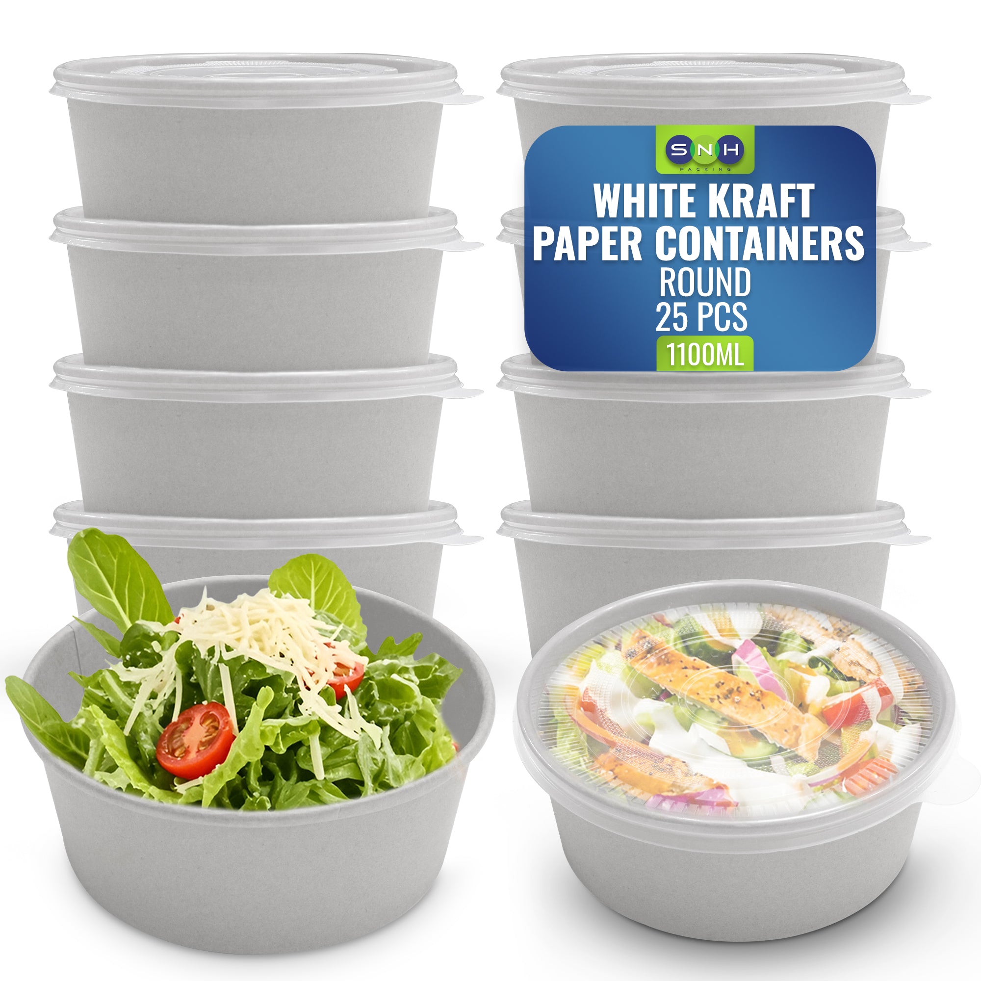 White Salad Bowls with Lid