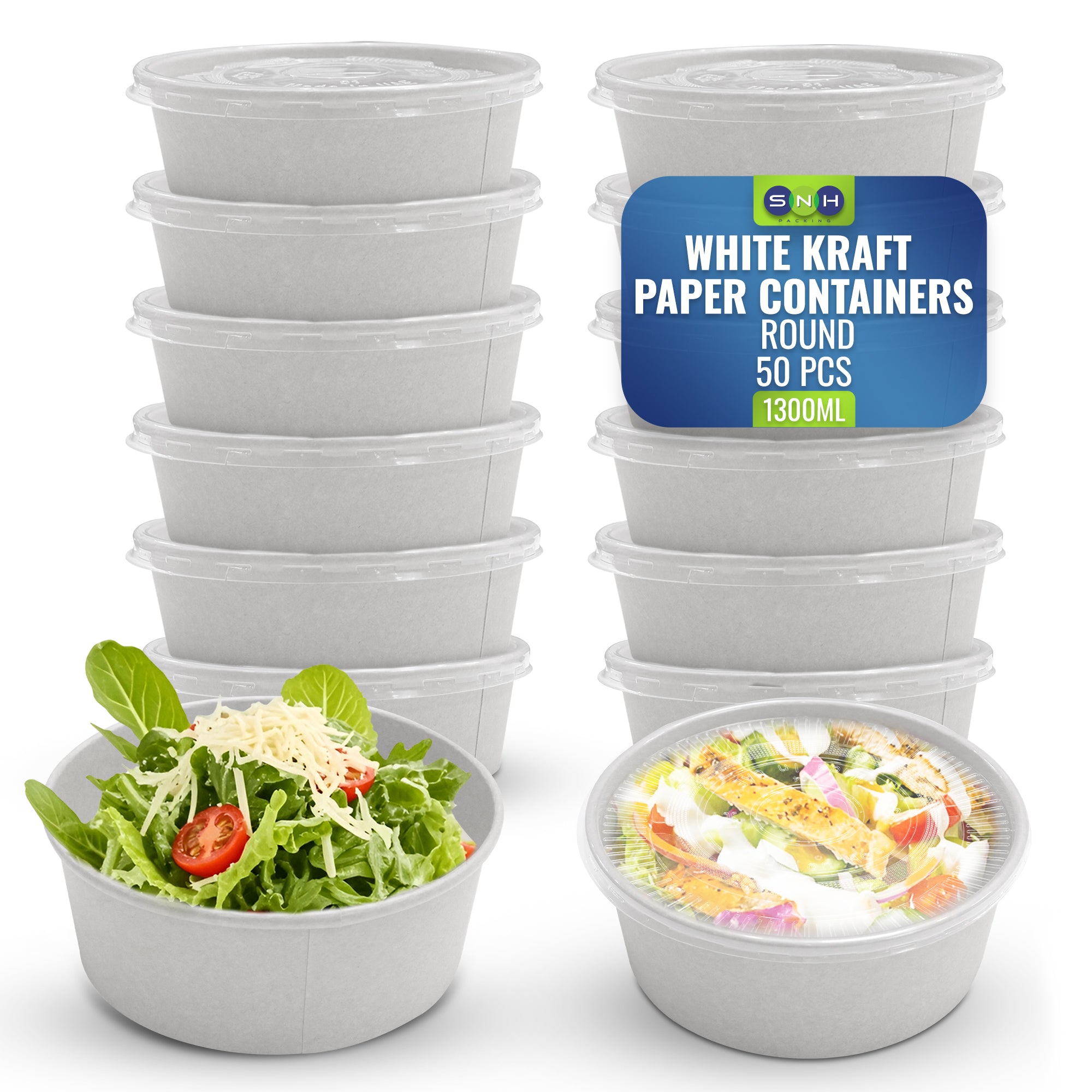 White Salad Bowls with Lid