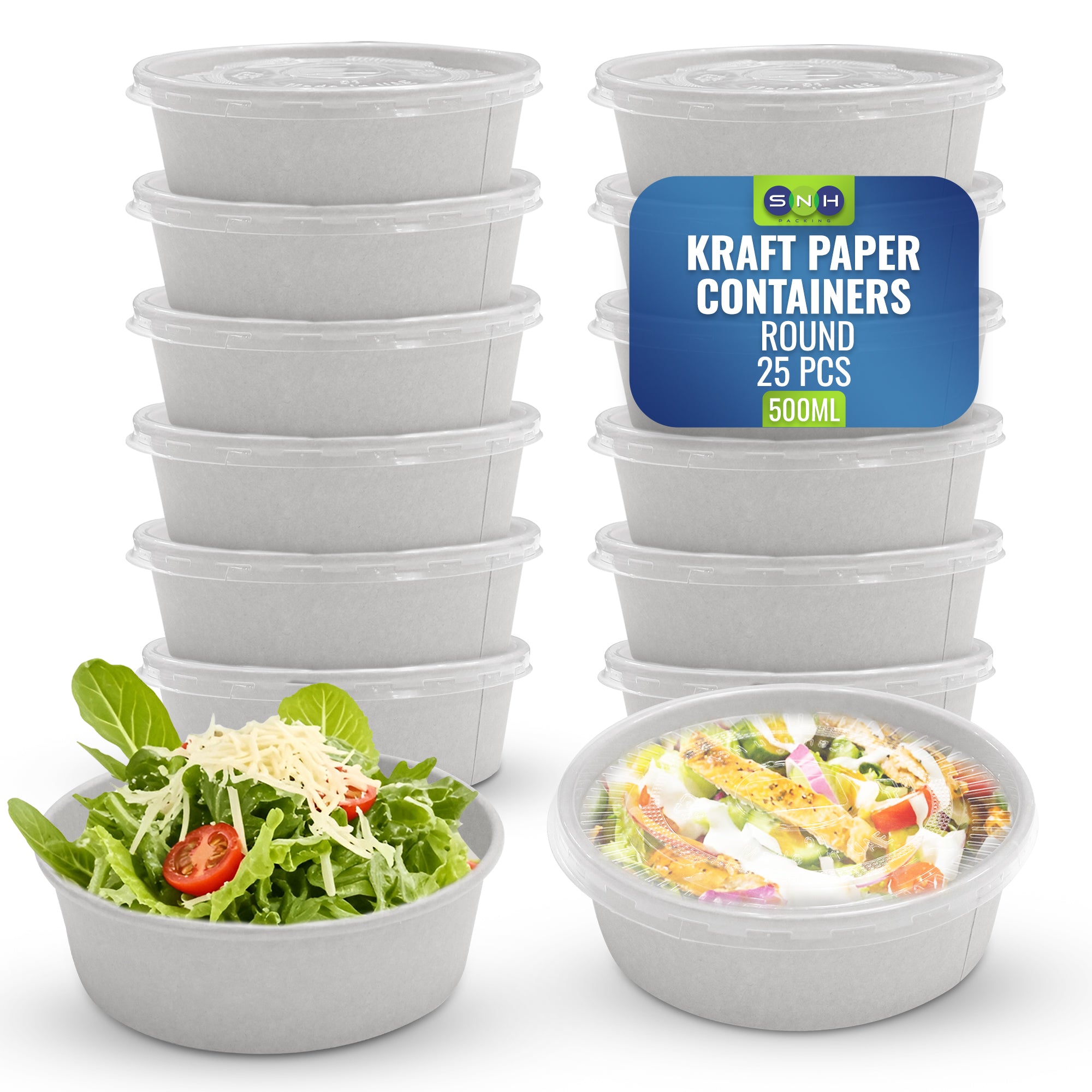 White Salad Bowls with Lid