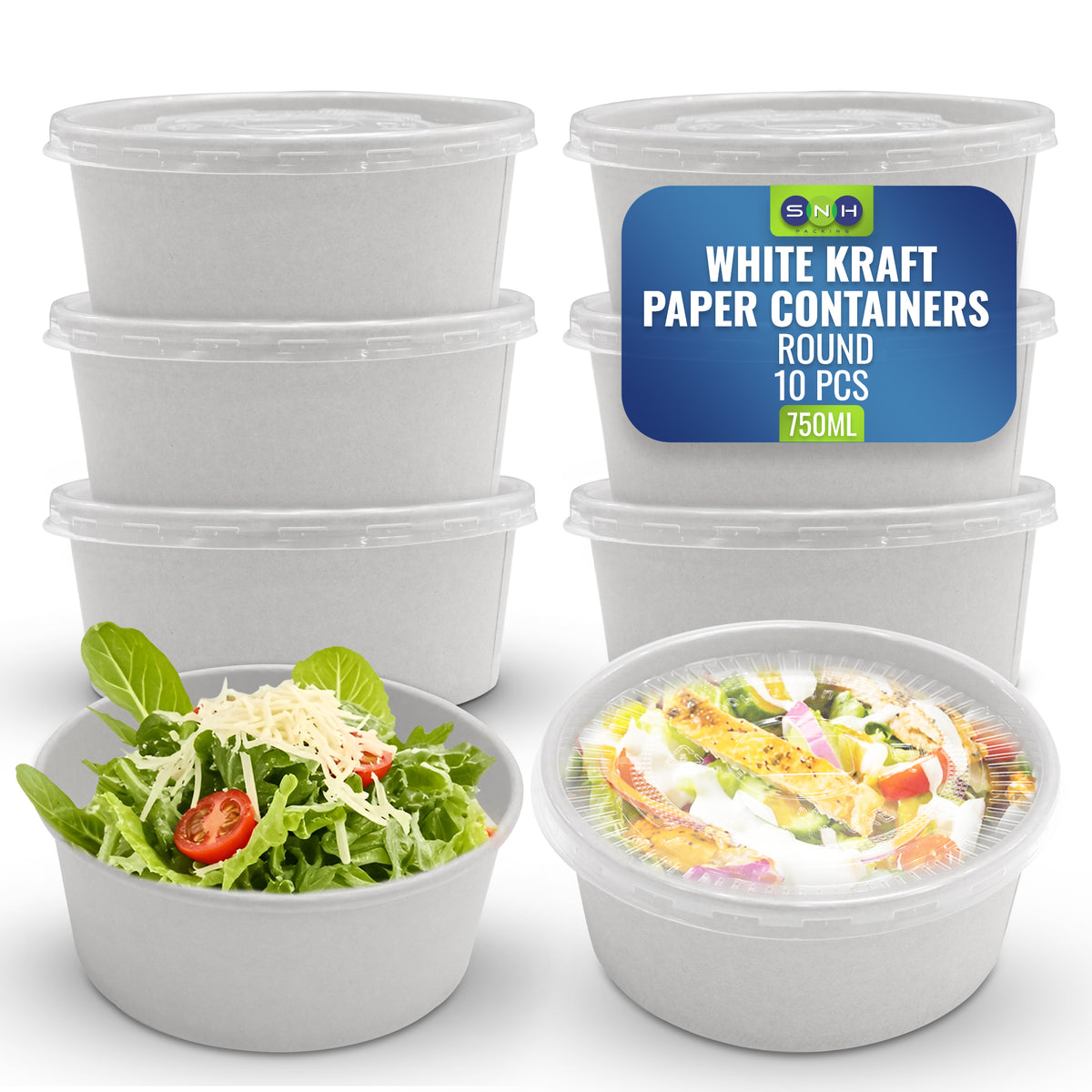 وعاء سلطة كرافت بغطاء شفاف 1090 مل 1 × 300 قطعة