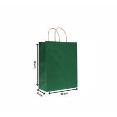 Paper Bags with Twisted Handle – Dark Green | 16x8x22 cm, 22x11x27 cm, 26x12x33 cm | Durable Kraft Shopping Bags