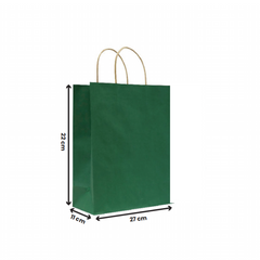 Paper Bags with Twisted Handle – Dark Green | 16x8x22 cm, 22x11x27 cm, 26x12x33 cm | Durable Kraft Shopping Bags
