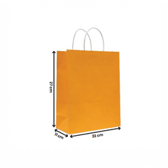 Paper Bags with Twisted Handle – Orange | 16x8x22 cm, 22x11x27 cm, 26x12x33 cm | Durable Kraft Shopping Bags