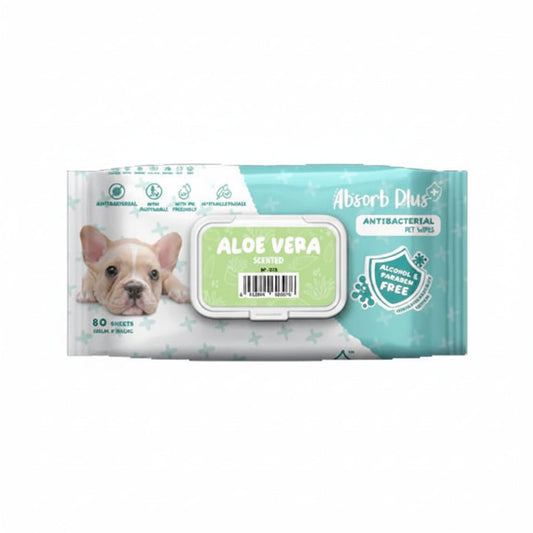Absorb Plus AntiBacterial Pet Wipes Aloe Vera Scented - 80PCS - SNH Packing