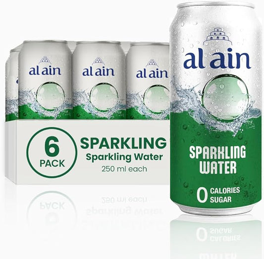 Al Ain Sparkling Water – 6×250ML Can | Zero Sugar - SNH Packing