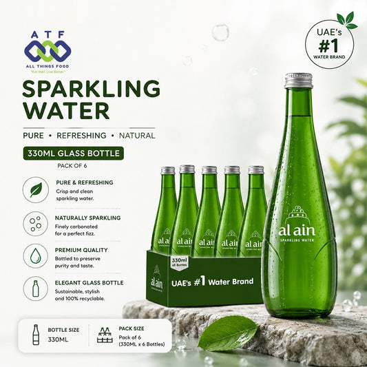 Al Ain Sparkling Water Glass Bottle 330ML Pack of 6 - SNH Packing
