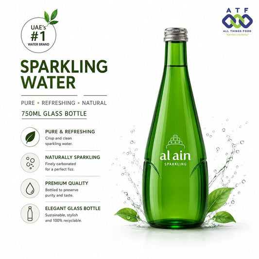 Al Ain Sparkling Water Glass Bottle 750ML Pack of 6 - SNH Packing