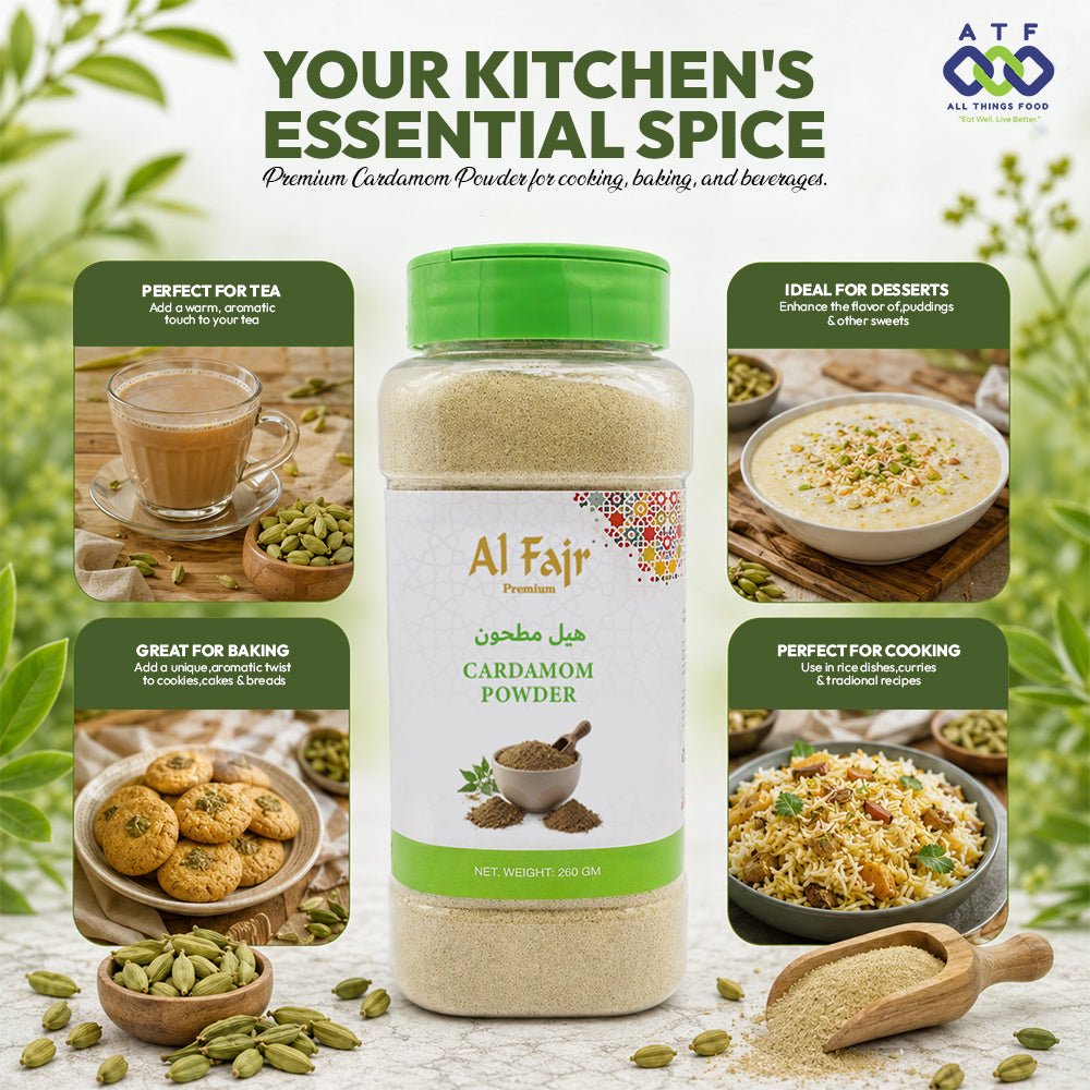 Al Fajr Cardamom Powder 260g Ground Cardamom Spice - SNH Packing