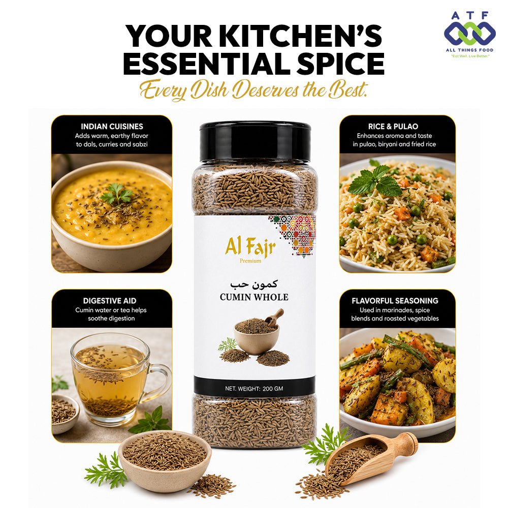 Al Fajr Cumin Whole 200g Whole Cumin Seeds for Cooking - SNH Packing