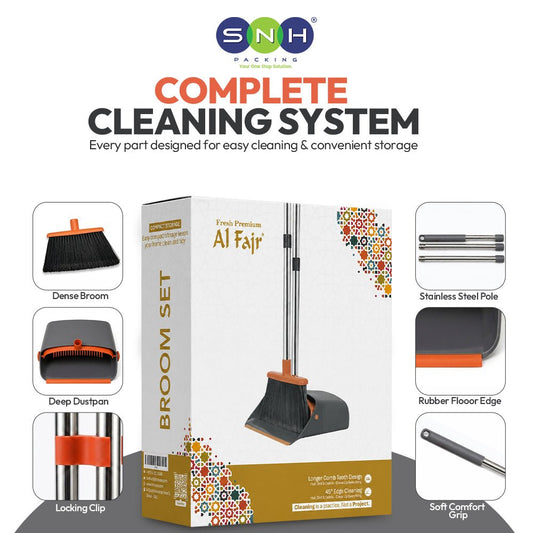 Al Fajr Heavy Duty Broom Dustpan Set Stainless Steel Handle - SNH Packing