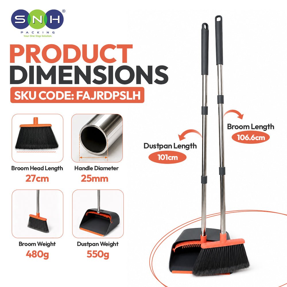 Al Fajr Heavy Duty Broom Dustpan Set Stainless Steel Handle - SNH Packing