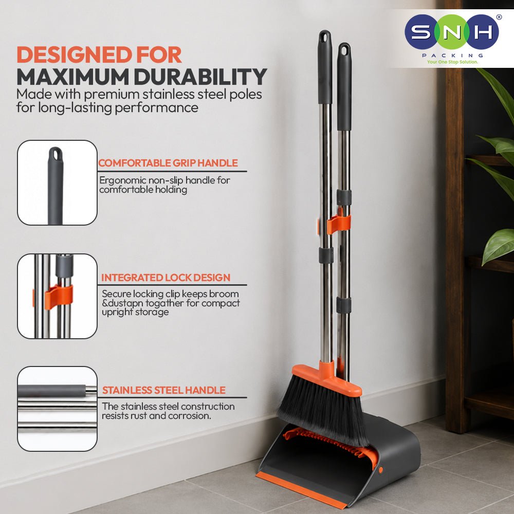 Al Fajr Heavy Duty Broom Dustpan Set Stainless Steel Handle - SNH Packing